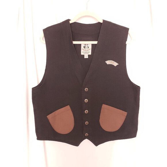 USA Army Paragon Military Black Button Down V Neck Pockets Demin Vest Medium - Picture 1 of 16